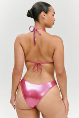 X Khy Dove Classic Metallic Bikini Bottom - Pink Chrome