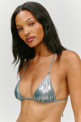 X Khy Elena Micro Metallic Bikini Top - Chrome