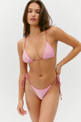 Divine Satin Skimpy Bikini Bottom - Sunset Pink