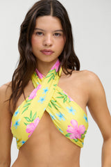 Forever Satin Wrap Bikini Top - Hibiscus Lemonade