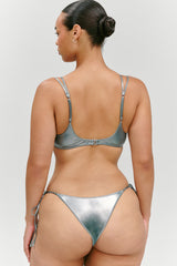X Khy Mackenzie Metallic String Bikini Bottom - Chrome