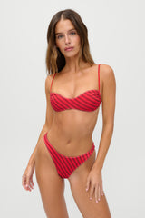 X Jennie Magnolia Satin Bikini Top - Spring Stripe