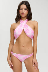 Marina Satin Cheeky Bikini Bottom - Tropical Pink Polka Dot