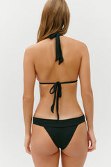 Taite Ribbed Triangle Bikini Top - Black