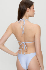 Nick Beaded Satin Bikini Top - Frosting