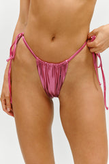 X Khy Tia String Metallic Bikini Bottom - Pink Chrome