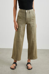 Getty Crop Wide Leg - Washed Olive Utility