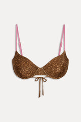 Ireland Satin Underwire Bikini Top - Vintage Cheetah