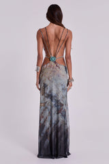 Azariah Maxi Dress With Turquoise Trim