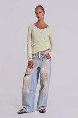 Sheer Henley Top in Buttercup