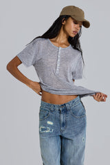 Grey Marl Haze Henley T-Shirt