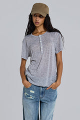 Grey Marl Haze Henley T-Shirt
