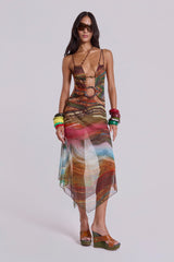 Kaia Midi Dress with Wooden Trims