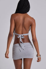 Anora Cut-Out Mini Dress in Grey Marl