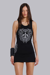 Rock Revival Rhinestone Fleur de Lis Vest Mini Dress
