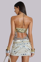 Morgana Metallic Sequin Chiffon Top