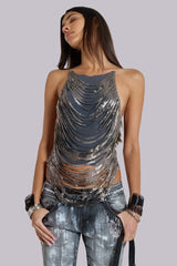Strings Attached Backless Top in Chainmail