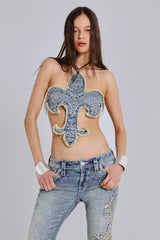 Rock Revival Studded Fleur de Lis Top