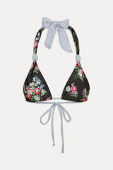 Kealy Reversible Satin Bikini Top - Bouquet