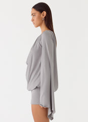 Kyrah Long Sleeve Mini Dress - Misty Blue