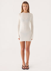 Levara Knit Low Back Mini Dress - White
