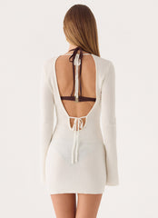 Levara Knit Low Back Mini Dress - White
