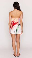 Macro Floral Print Strapless Mini Dress