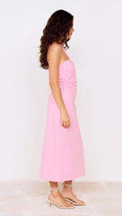 Pink Keyhole Detail Halter Neck Midi Dress