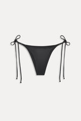 X Khy Mackenzie Metallic String Bikini Bottom - Black Chrome