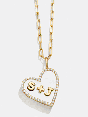 Reversible 14K Gold Custom Heart Necklace - Gold/Pavé