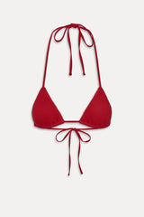 Nick Triangle Halter Bikini Top - Strawberry Red