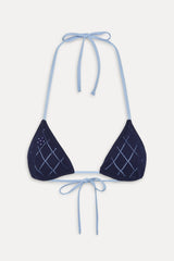 Nick Triangle Halter Bikini Top - Diamond Stitch