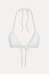 X Jennie Nick Triangle Bikini Top - Ivory Crochet