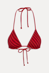 X Jennie Nick Satin Bikini Top - Spring Stripe