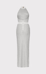 Lurex Eyelash Mock Neck Gown
