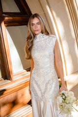 Nicoletta High Neck Gown in Gold
