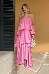 Tilly Tiered Maxi Dress in Pink