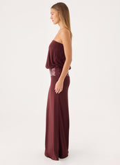 Posine Strapless Maxi Dress - Maroon