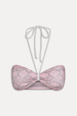 Rumi Reversible Satin Bikini Top - Pink Stripe