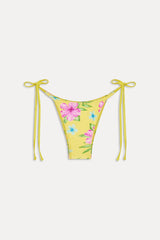 Soleil Satin Beaded Bikini Bottom - Hibiscus Lemonade