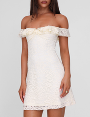 Denali Lace Mini Dress - Cream Lace