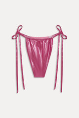 X Khy Tia String Metallic Bikini Bottom - Pink Chrome