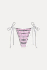 Tia Reversible Satin Bikini Bottom - Pink Stripe