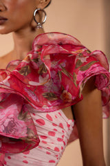 Peony Dots Ruffle Mini Dress (Runway)
