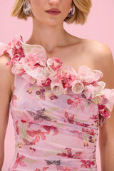 Orchid Bloom One Shoulder Mini Dress