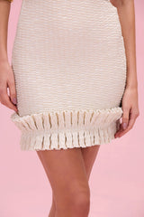 Golden Knit Ruffles Mini Dress
