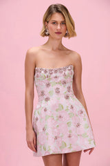 Garden Jacquard Embroidered Mini Dress