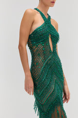 Crystal Embroidery Halterneck Gown