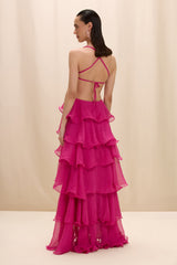 Chiffon Carmen Lotus Maxi Dress