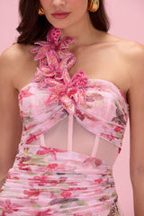 Orchid Bloom Chiffon Corset Gown